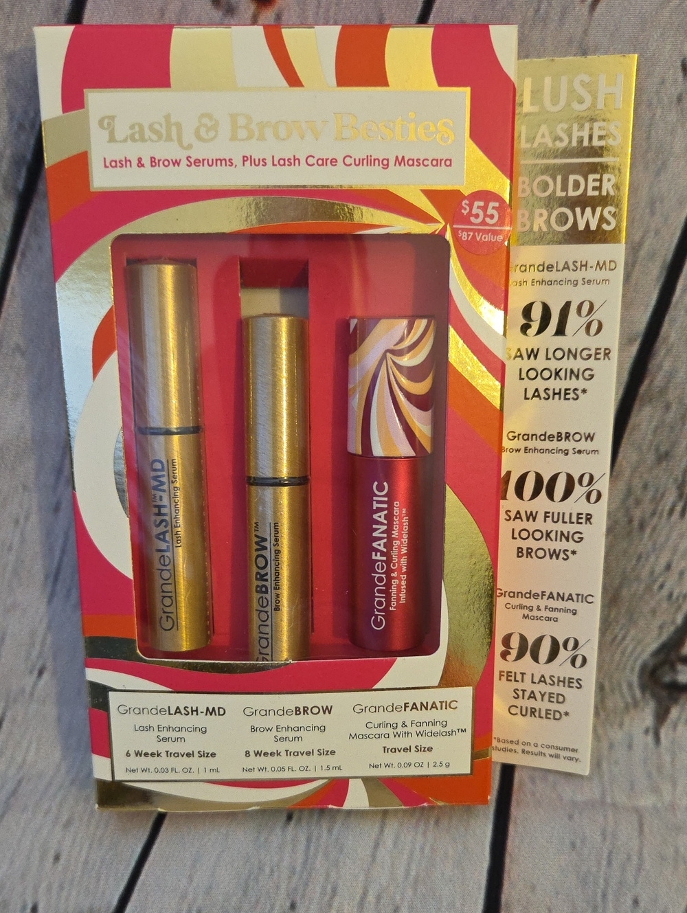 GRANDE COSMETICS Lash+Brow Besties Set 3-Pc w/LASH+BROW SERUMS+MASCARA